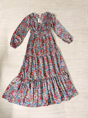 Jessica Simpson Floral Maxi Dress in Blue, Red, Green